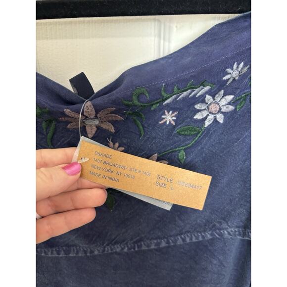 NWT Denim Chambray Floral Embroidered Dress Size Large Western Rodeo Boho - Picture 7 of 9